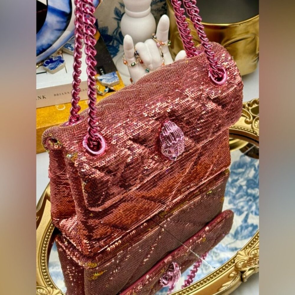 🆕 KURT GEIGER LONDON 🧿 NWOT Glitter Mini Kensington Crossbody Bag, Pink Drench - Picture 3 of 15